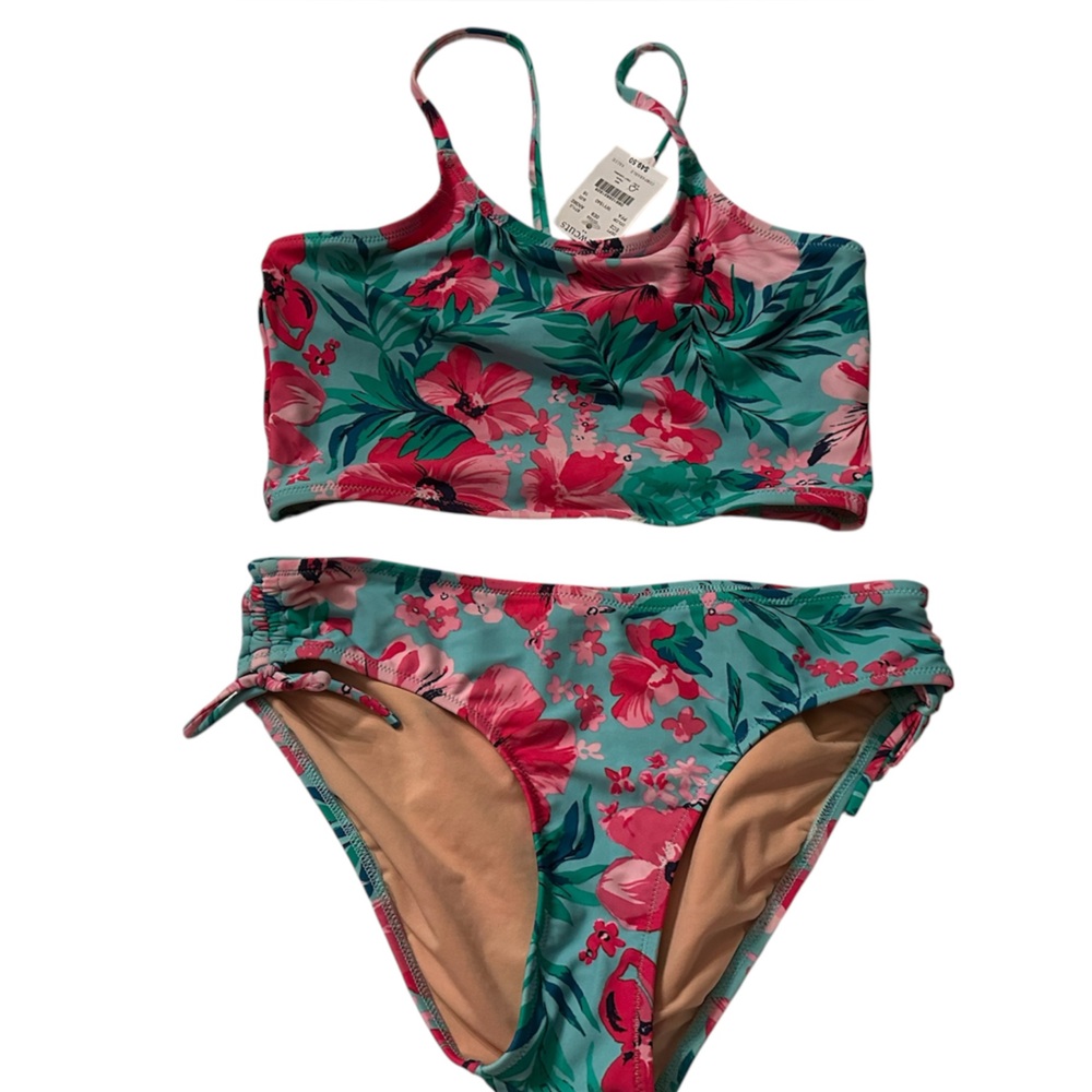 JCrew Crewcuts Pink and Green Floral Bikini